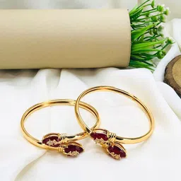 RKB Sales Set Of 2 Gold-Plated American Diamond Studded Bangles-36