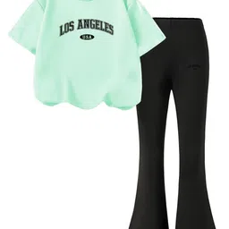 YK Girls Printed Round Neck T-Shirt With Trouser-picture-3