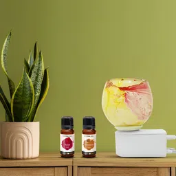 PEEPALCOMM 3Pc Yellow & White Marble-Printed Electric Aroma Oil Diffuser With Scented Oil-17