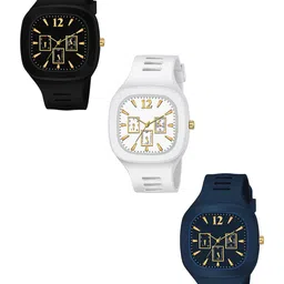 THE SHOPOHOLIC Men Pack Of 3 Analogue Watch SQR-B-BL-W-picture-47