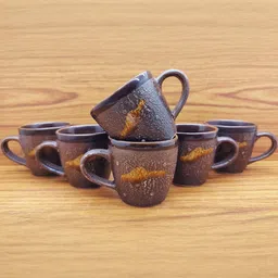 laghima jadon Coffee Brown Textured Ceramic Glossy Cups Set of Cups and Mugs-image-91