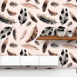 ArtzFolio Peach Colored & Black Printed UV Resistant Wallpaper-image-17
