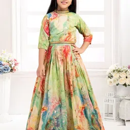 Tiny Kingdom Girls Abstract Printed Ready to Wear Lehenga & Blouse-image-42