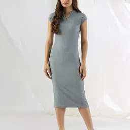 Selvia Women Self Design Cap Sleeves Bodycon Knee Length Dress-picture-26