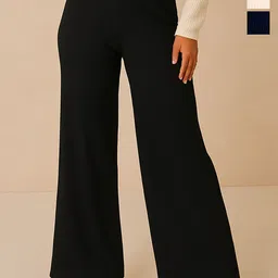 Fabflee Women Pack Of 3 Wide Leg Trousers-picture-37