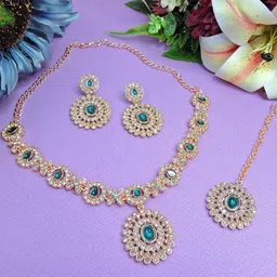 Anouk Rose Gold-Plated Stone-Studded Jewellery Set-picture-10