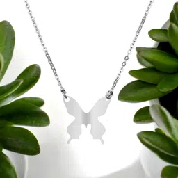 Goldnera Girls 925 Sterling Silver-Plated Flying Butterfly Pendant with Chain-image-44