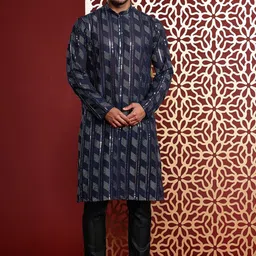 MANQ Men Sequinned Georgette Kurta image 1