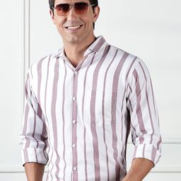 SWADESI STUFF Men Comfort Opaque Striped Casual Shirt-image-3