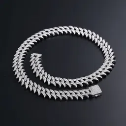 V FASHION JEWELLERY Unisex Silver-Plated Stainless Steel Rhinestone Studded Thorn Necklace-18