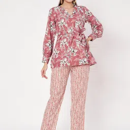 CORSICA Floral Printed Pure Cotton V-Neck Tunic With Trousers Co-Ords-picture-2