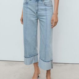 MANGO Women Wide Leg Cropped Jeans with Turned-Up Hem-image-52