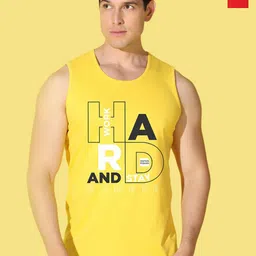 WOOSTRO Pack Of 2 Printed Ultra-Soft Gym Vests VWS26(HARD YELLOW)(ENJOY RED)-image-76