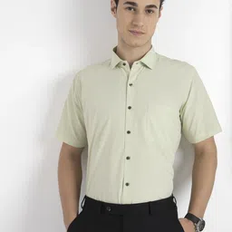 MARK & ALBERT Men India Slim Fit Spread Collar Solid Cotton Formal Shirt-image-72