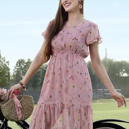 Sera Floral Print Chiffon Fit & Flare Dress-image-20