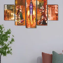 Livin'luxe Yellow & Purple 5 Piece Wood Other Wall Paintings-picture-4