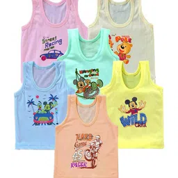 Mega style Infants Pack Of 6 Assorted Printed Basic Vest - MS-3100-P6_08-0-3M-3