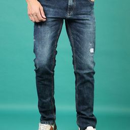 V-Mart Men Mid Ride Heavy Fade Dark ShadeLow Distress Skinny Fit Jeans-image-72