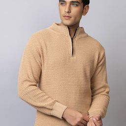 TYSORT Men Cable Knit Woollen Pullover with Zip Detail Detail-image-56