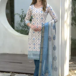 SHREE LAXMINARAYAN EXPORT Women Floral Printed Kurta With Trousers & Dupatta-8