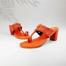 THE MADRAS TRUNK Embellished Block Sandals with Laser Cuts-2