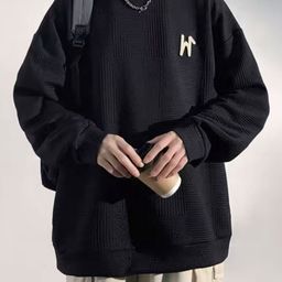 HERE&NOW Men Textured Applique Oversized Sweatshirts-image-58