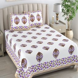 Myntra Elegant Homes White Floral 180 TC Pure Cotton King Bedsheet Set-2.74 m x 2.54 m-image-21