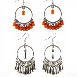 Creative Frogs Set Of 2 Silver Toned Oxidized Drop Earrings-image-30