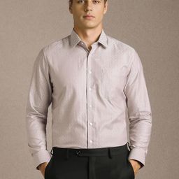 Louis Philippe Men Textured Spread Collar Pure Cotton Formal Shirt-picture-10