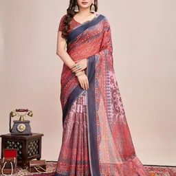 VEDANT VASTRAM Ethnic Motifs Printed Zari Saree-image-41