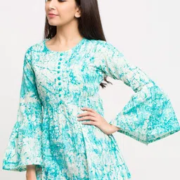 IKRASS Women Tie and Dye Print Bell Sleeve Cotton Top-39