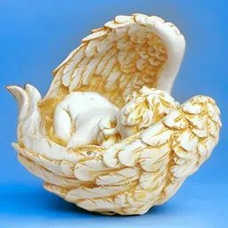 GLOBAL AROMA White & Gold-Toned Sleeping Baby Fengshui Figurine Showpiece-12