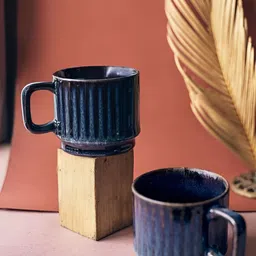 Rare Planet Blue 2 Pieces Textured Ceramic Glossy Mug-38