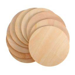 AURESSA 9Pcs Beige Round Wooden Coasters-23