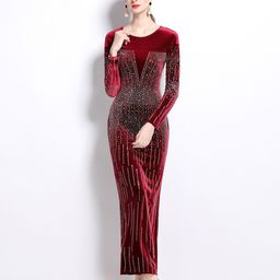 JC Collection Women Embellished Long Sleeves Maxi Dress-picture-4