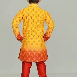 NFC CREATION Boys Floral Printed Regular Dupion Silk Kurta with Pyjamas image 4