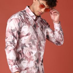 V-Mart Men Spread Collar Abstract Printed Satin Casual Shirt-image-56