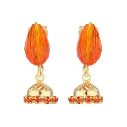 FirstBlush Cubic Zirconia Studded Circular Shaped Jhumkas-image-1