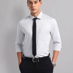 AD By Arvind Men Cutaway Collar Solid Striped Cotton Casual Shirt-image-51