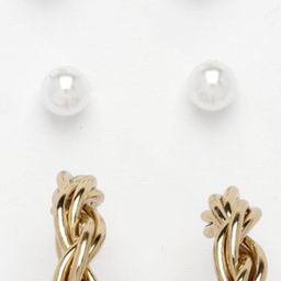 DressBerry Set of 3 Gold-Plated Artificial Stones Studded Half Hoop Earrings image 2