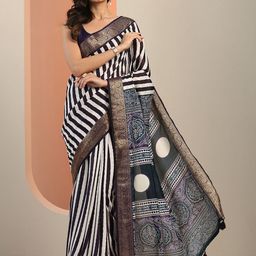 Libas Striped Zari Silk Blend Saree-picture-11