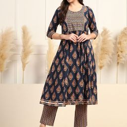 Sangria Printed Pure Cotton Anarkali Kurta With Trousers-image-24