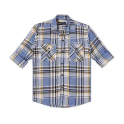 CAVIO Boys Comfort Spread Collar Tartan Checked Cotton Casual Shirt-picture-13