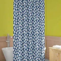 ArtzFolio Navy Blue & White Printed Waterproof Shower Curtains-34