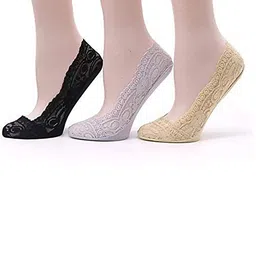 OGIMI- Ohh Give me No Show Pack of 3 Anti Skid Lace Ankle-Length Socks-31