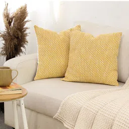 House This Yellow & White Set of 4 Checked Square Cushion Covers-14