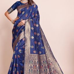 DIVASTRI Ethnic Motif Woven Design Zari Banarasi Saree-image-24