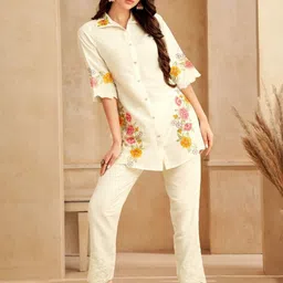 Kaftanize Embroidered Shirt With Trousers Co-Ords-image-56
