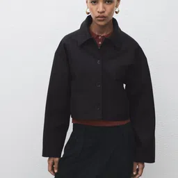 MANGO Spread Collar Crop Tailored Jacket-picture-36