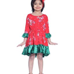 Wish little Girls Floral Print Bell Sleeve A-Line Dress-image-80